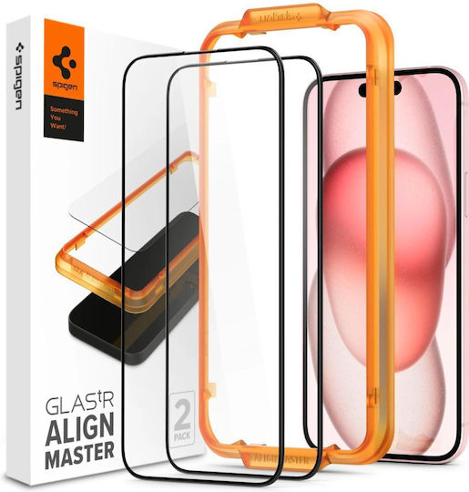 Spigen GLAS.tR Alignmaster 0.3mm Full Face Tempered Glass 2τμχ Μαύρο (iPhone 15 Plus / 16 Plus)