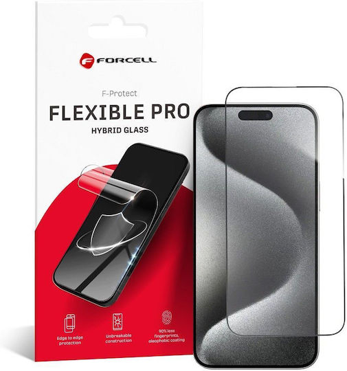 Forcell Flexible Nano Glass 5D Gehärtetes Glas Schwarz (iPhone 15 Pro Max)