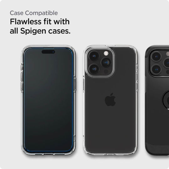 Spigen GLAS.tR ALIGNmaster 0.3mm Vollflächig gehärtetes Glas 2Stück Schwarz (iPhone 15 Pro)