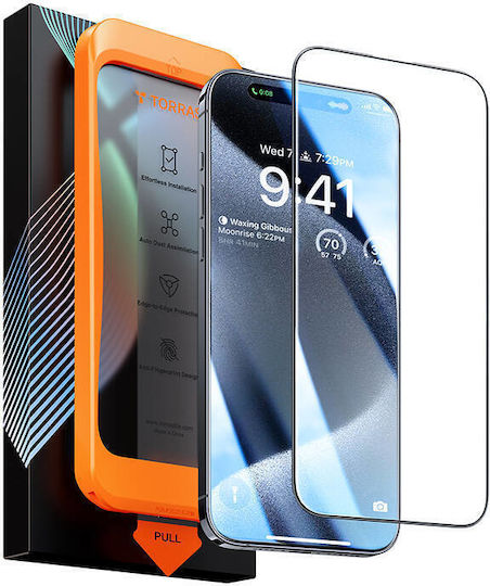 Torras Full Face Tempered Glass Μαύρο (iPhone 15 Pro Max)