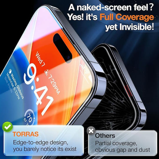 Torras Full Face Tempered Glass Μαύρο (iPhone 15 Pro Max)