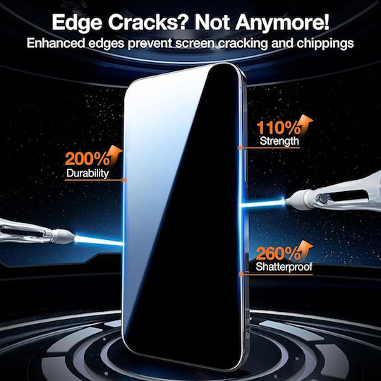 Torras Full Face Tempered Glass Μαύρο (iPhone 15 Pro Max)