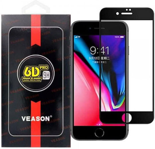6D Pro Veason Glass Full Face Tempered Glass Μαύρο (iPhone 8 Plus / 7 Plus)