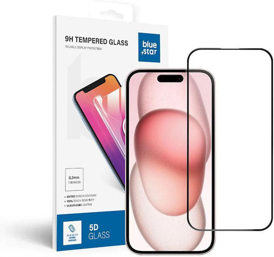 Blue Star 5D Закалено стъкло за цялото лице Черен (iPhone 15)