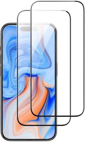 ESR Black Full Face Tempered Glass 2τμχ Μαύρο (iPhone 15 Plus / 16 Plus)