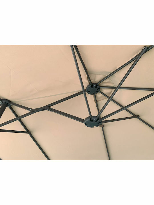 Oval Garden & Terrace Floor Metal Round Parasol Beige