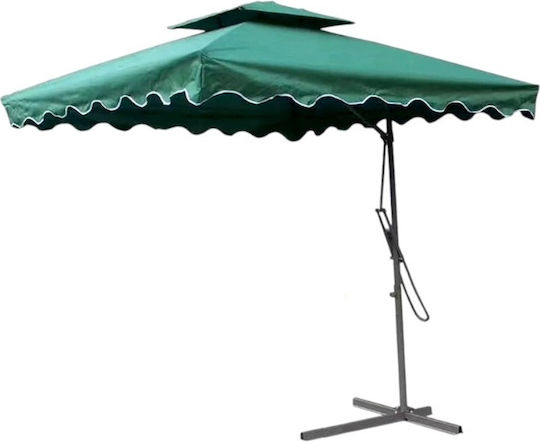Hanging Aluminum Parasol with Ventilation Opening Green