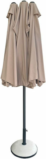 Round Metal Oval Beige Umbrella Φ4.5xH2.4m