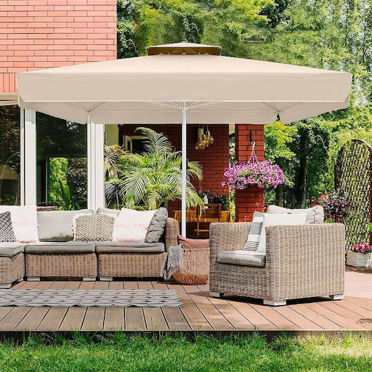 Professional Squared Aluminum White Parasol 3x2m