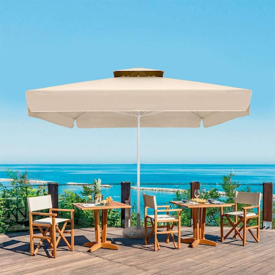Professional Squared Aluminum White Parasol 3x2m