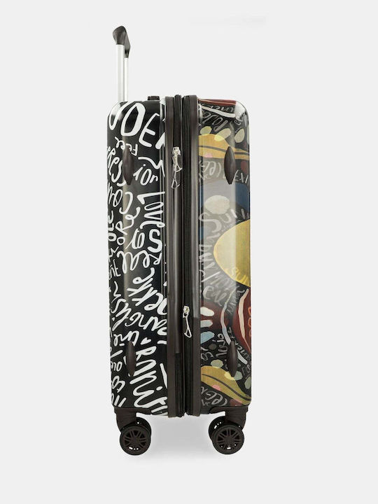 Anekke Medium Multicolour Travel Suitcase with 4 Wheels Height 66cm