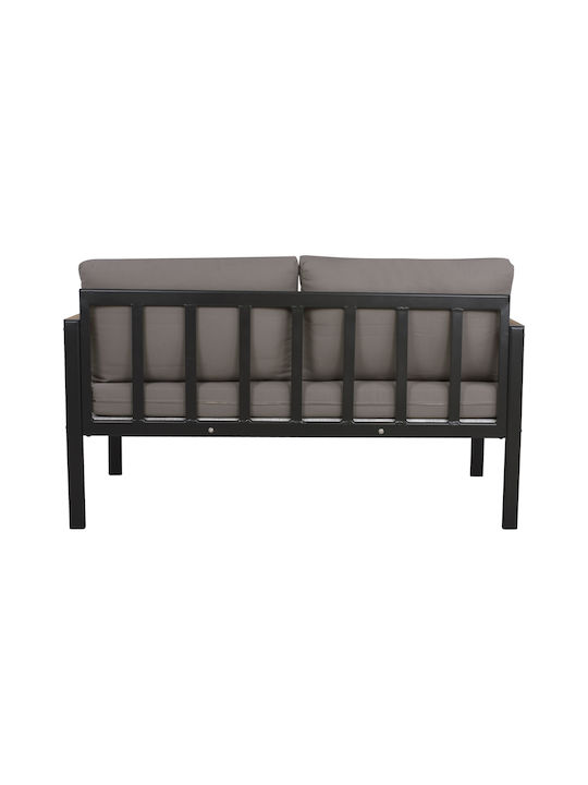 Safiya Canapea cu două locuri Exterior Metalic Gri cu Perne 144x70x85cm