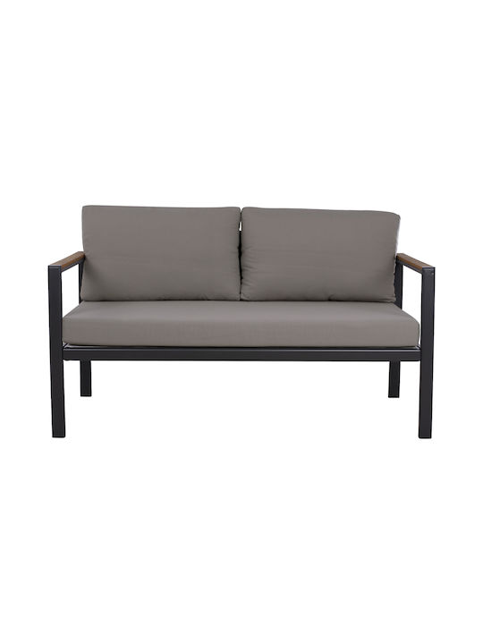 Safiya Canapea cu două locuri Exterior Metalic Gri cu Perne 144x70x85cm