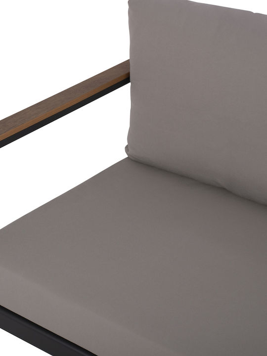 Safiya Canapea cu două locuri Exterior Metalic Gri cu Perne 144x70x85cm