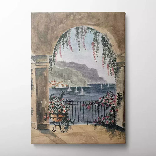 Πίνακας Καμβά Μπαλκόνι Θέα Στη Θάλασσα Knv2463 30cm X 40cm