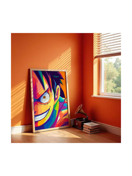 Poster One Piece Luffy An040b 40cm X 50cm Natural Wooden Frame
