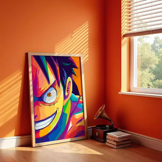 Плакат One Piece Luffy An040b 40см X 50см с естествена дървена рамка