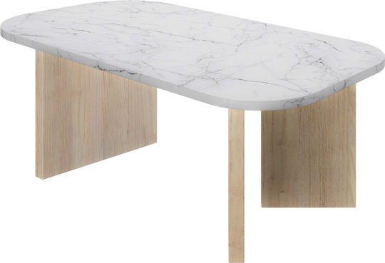 Οβάλ Κεντρικό Τραπεζάκι Quartz Natural Chestnut / Marble Μ105xΠ58xΥ39εκ.