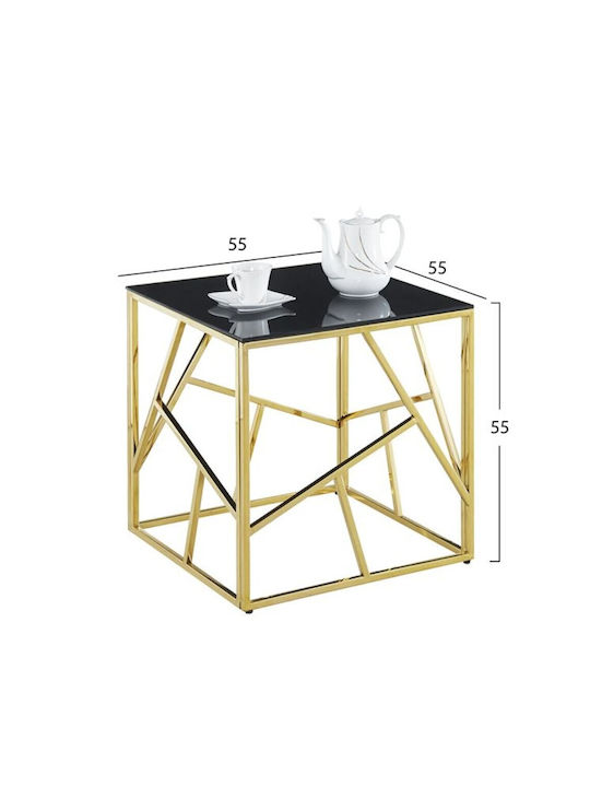 Masa Centrală Pătrată Jana Din Sticlă Neagră L55xL55xÎ55cm