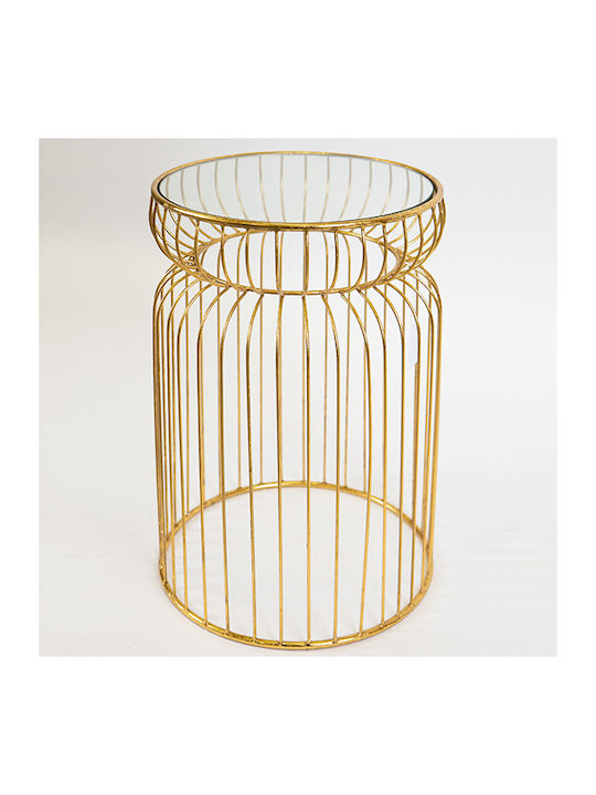 Round Side Table Glass Gold 35x35x51 cm