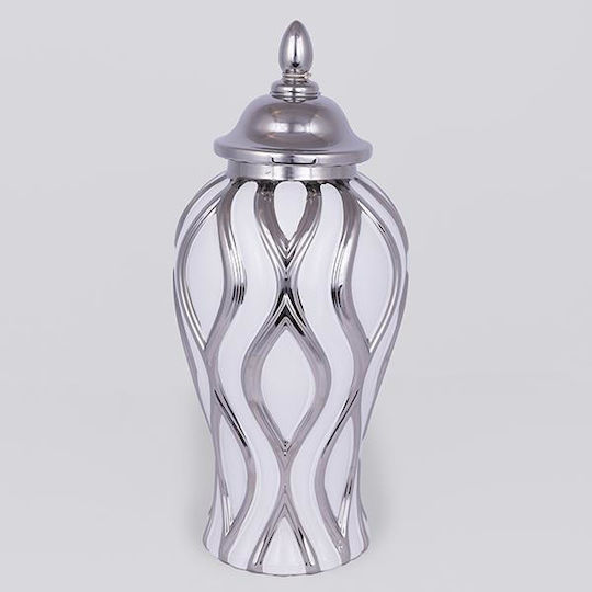 Estheti Home Ceramic Vase White Silver Φ18.8x42.6cm 752-20346