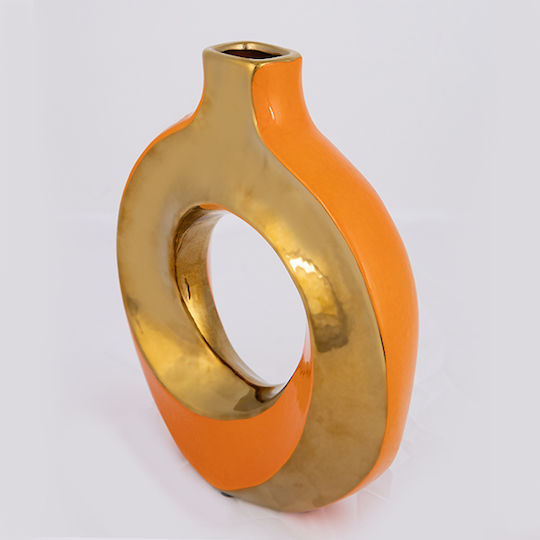 Σετ Βάζα Κεραμικά Πορτοκαλί Φ22xΥ24.5cm 2τμχ