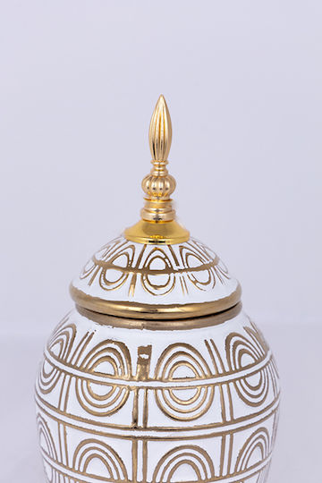 Estheti Home Ceramic Metal Vase White/Gold Φ15x28cm 752-20351