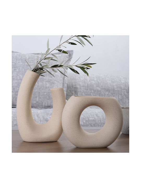 Dekorative Keramikvase Nef-nef Homeware Jadi Ecru Jagi 17,5x5x13,5