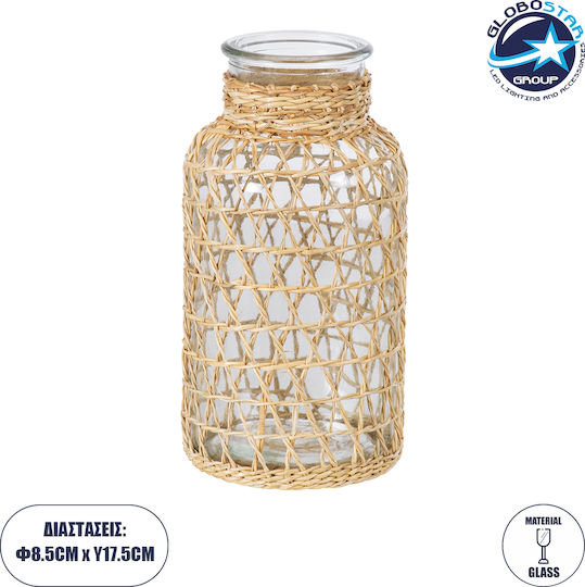 GloboStar Διακοσμητικό Βάζο Glas Mandy Transparent 8.5x8.5x17.5cm 1Stück