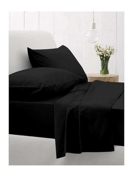 Sunshine Bettwäsche-Set Doppel mit Gummiband 150x205+30cm. Cotton Feelings 151 Black 4Stück