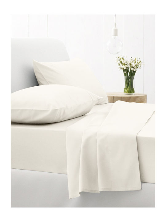 Sunshine Set Cearșafuri Dublu 200x270cm. Cotton Feelings 100 Alb 4buc