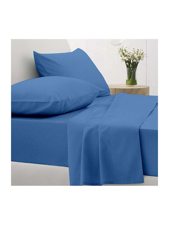 Sunshine Sheet Sets Queen with Elastic 170x205+30cm. Cotton Feelings 151 104 Blue 4pcs