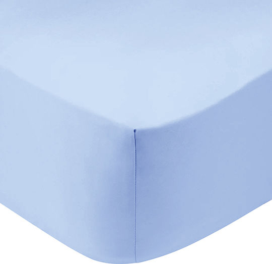 Sunshine Sheet Super-Double with Elastic 160x200+30cm. Cotton Feelings 151 Light Blue