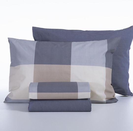 Nef-Nef Homeware Сет Чаршафи Двойни 200x270см. Casual Check Синьо 4бр