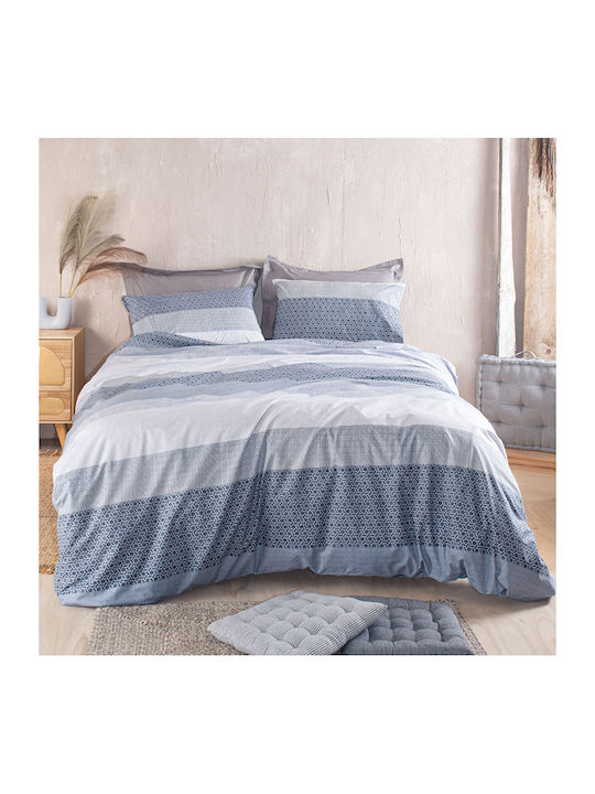 Rythmos Bettwäsche-Set King Size 260x280cm. Robin Blue 4Stück