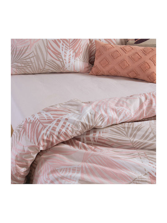 Nef-Nef Homeware Amazon Σετ Σεντόνια King Size με Λάστιχο 180x200+35εκ. Ροδακινί (4τμχ)