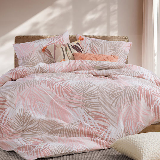 Nef-Nef Homeware Amazon Σετ Σεντόνια King Size με Λάστιχο 180x200+35εκ. Ροδακινί (4τμχ)