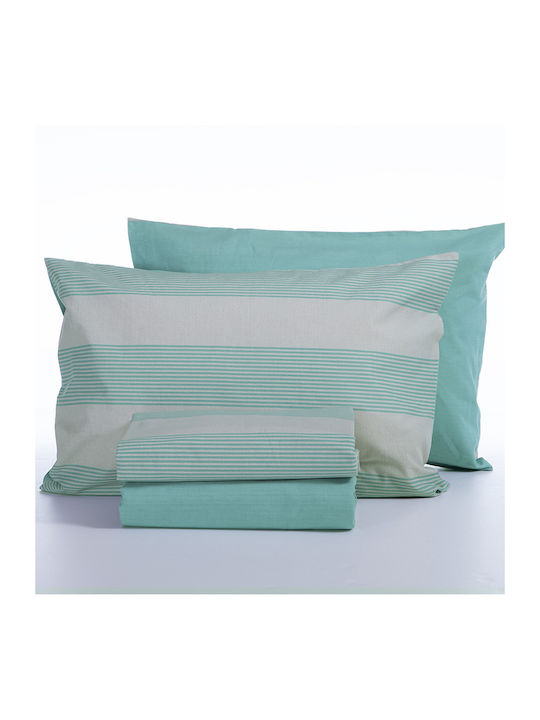 Nef-Nef Homeware Sheet Sets Queen 240x270cm. Stripe Petrol 4pcs