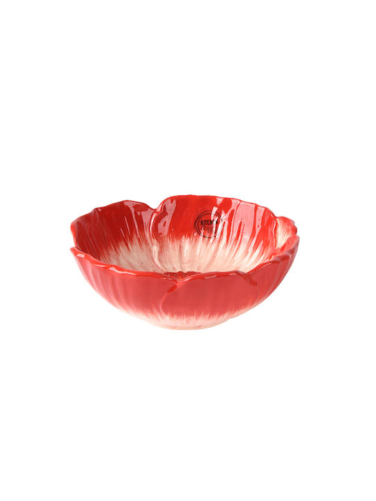 Kaemingk Servierschüssel Rund Keramik Rot mit Durchmesser 16cm