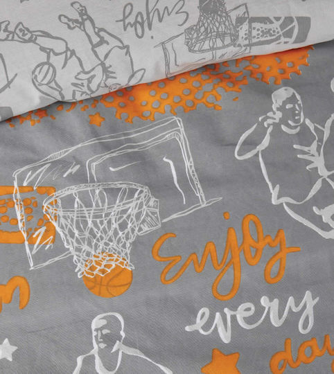 Das Home Σετ Μονά Basketball Love Grey, Orange 170x260cm Das Home Σετ Μονά Basketball Love Grey, Orange 170x260cm