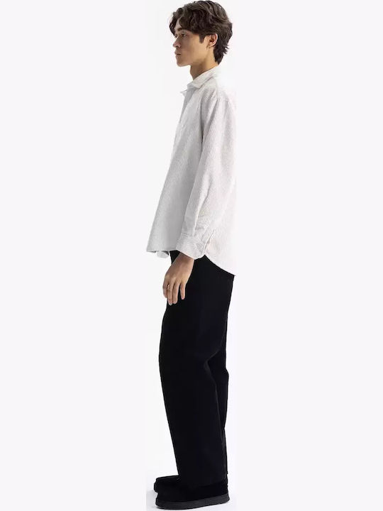 Long-sleeved Shirt in Wide Line White