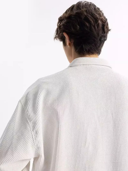 Long-sleeved Shirt in Wide Line White