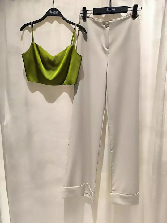 Women's Yellow Set with High-waisted Pants in Loose Fit