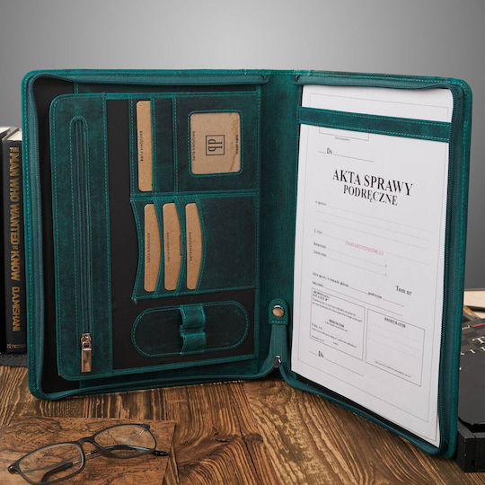 Vintage Green Leather Document Holder Paolo Peruzzi T-57-hgr