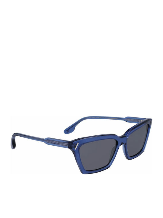 Victoria Beckham Damen Sonnenbrille mit Blau Kunststoff Gestell und Blau Linse