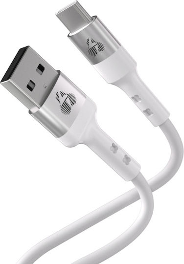 Powertech USB 2.0 Kabel USB-C männlich - USB-A 60W Weiß 1m (PTR-0162)