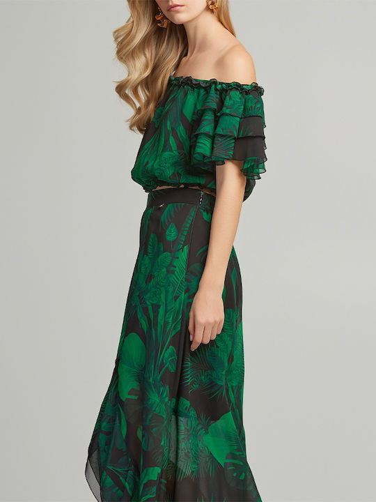 Women's Crop Top Off-Shoulder Green