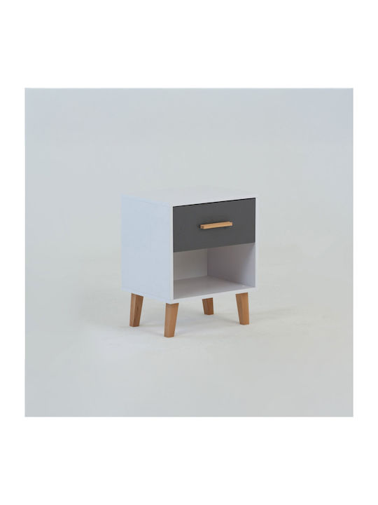 Bedside Table Timmy Wooden Grey 46.8x36x57.1cm