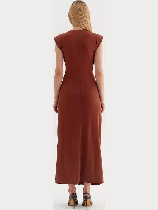 Summer Maxi Dress for Wedding - Christening Open Back Brown