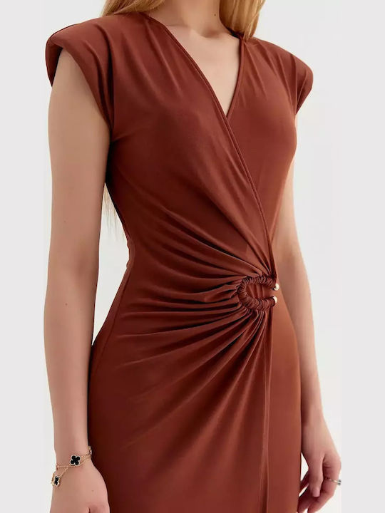 Summer Maxi Dress for Wedding - Christening Open Back Brown